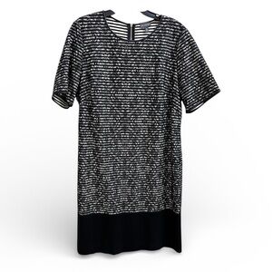 The Limited Black & Cream Stripe Mix Media Lace/Jersey Sheath Dress size 1X